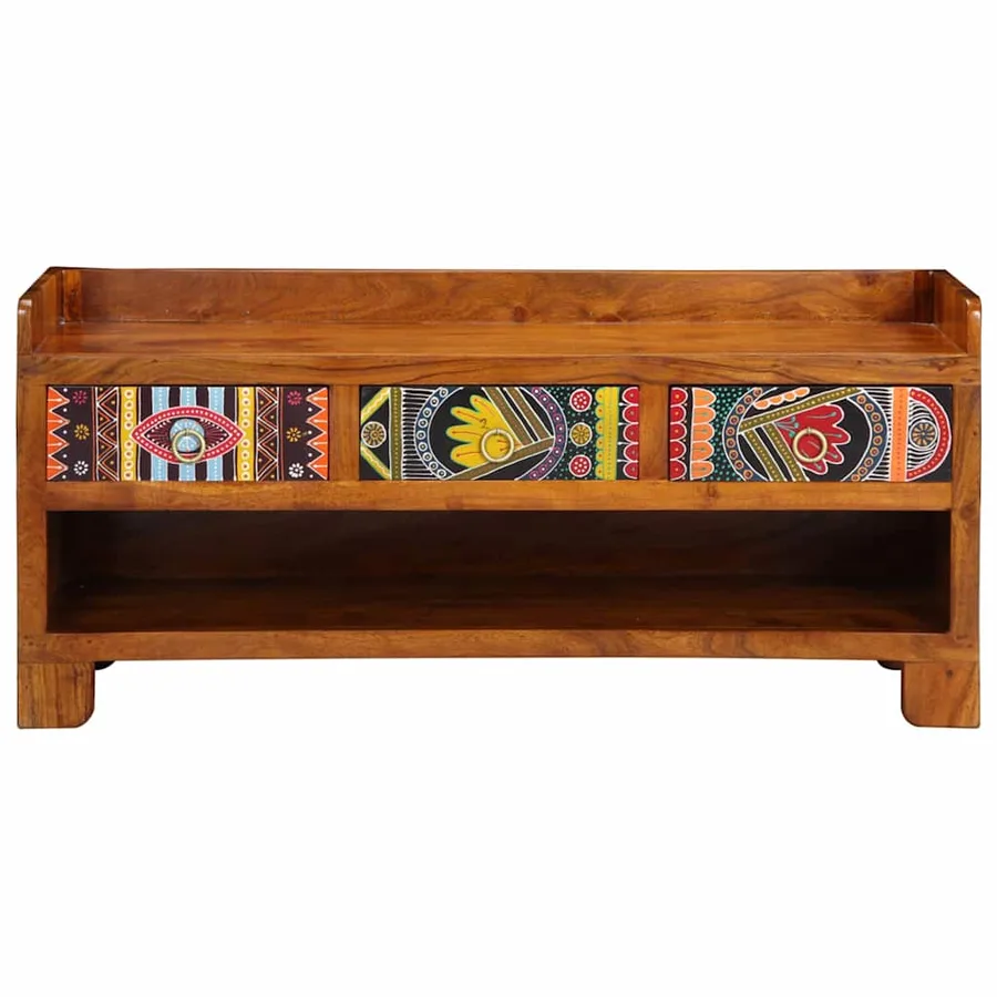Banc à chaussures avec tiroir Marron miel 100 x 35 x 45 cm - 4