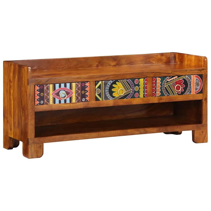 Banc à chaussures avec tiroir Marron miel 100 x 35 x 45 cm - 7