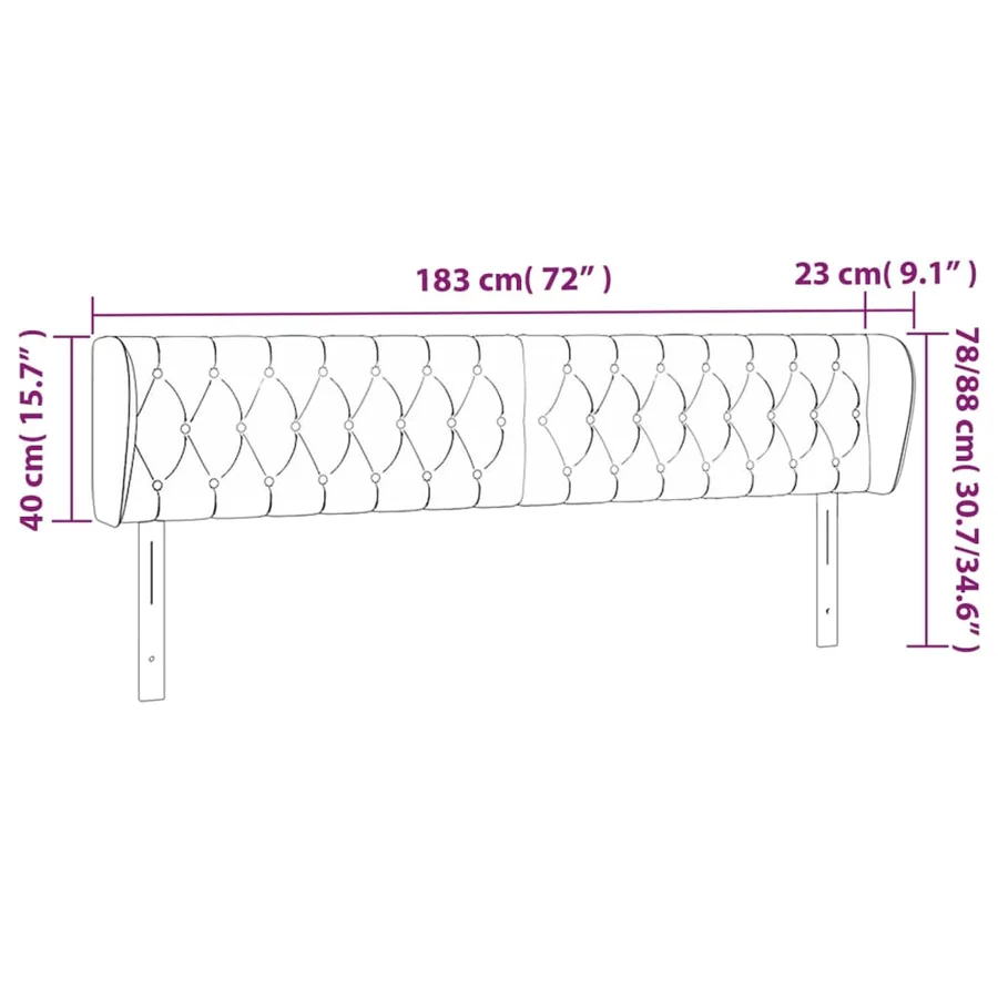 Tête de lit avec oreilles Crème 183x23x78/88 cm Tissu - 9