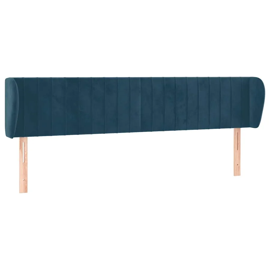 Tête de lit avec oreilles Bleu foncé 203x23x78/88 cm Velours - 2