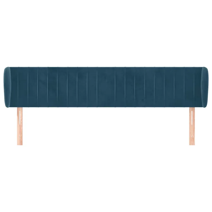 Tête de lit avec oreilles Bleu foncé 203x23x78/88 cm Velours - 3