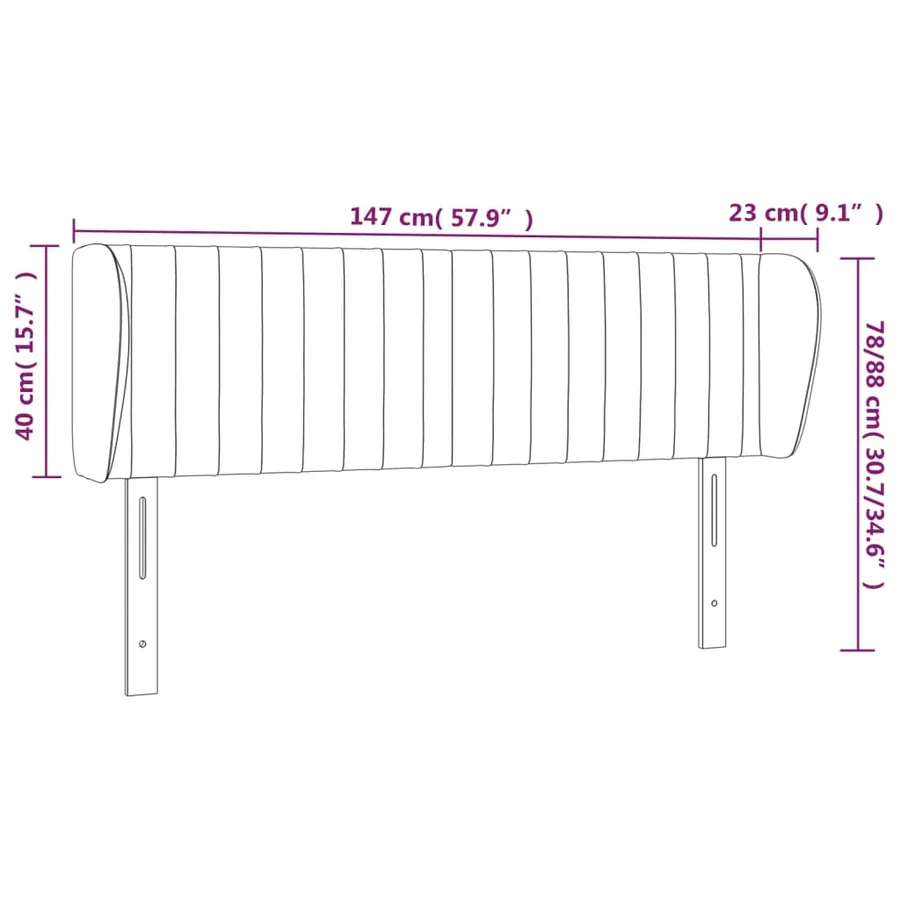 Tête de lit avec oreilles Noir 147x23x78/88 cm Tissu - 9
