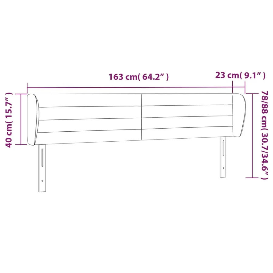 Tête de lit avec oreilles Gris foncé 163x23x78/88 cm Tissu - 9