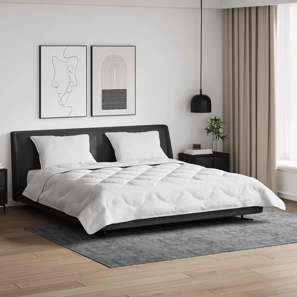 Duvet d'été simple avec oreiller 3 pcs Blanc Microfibre