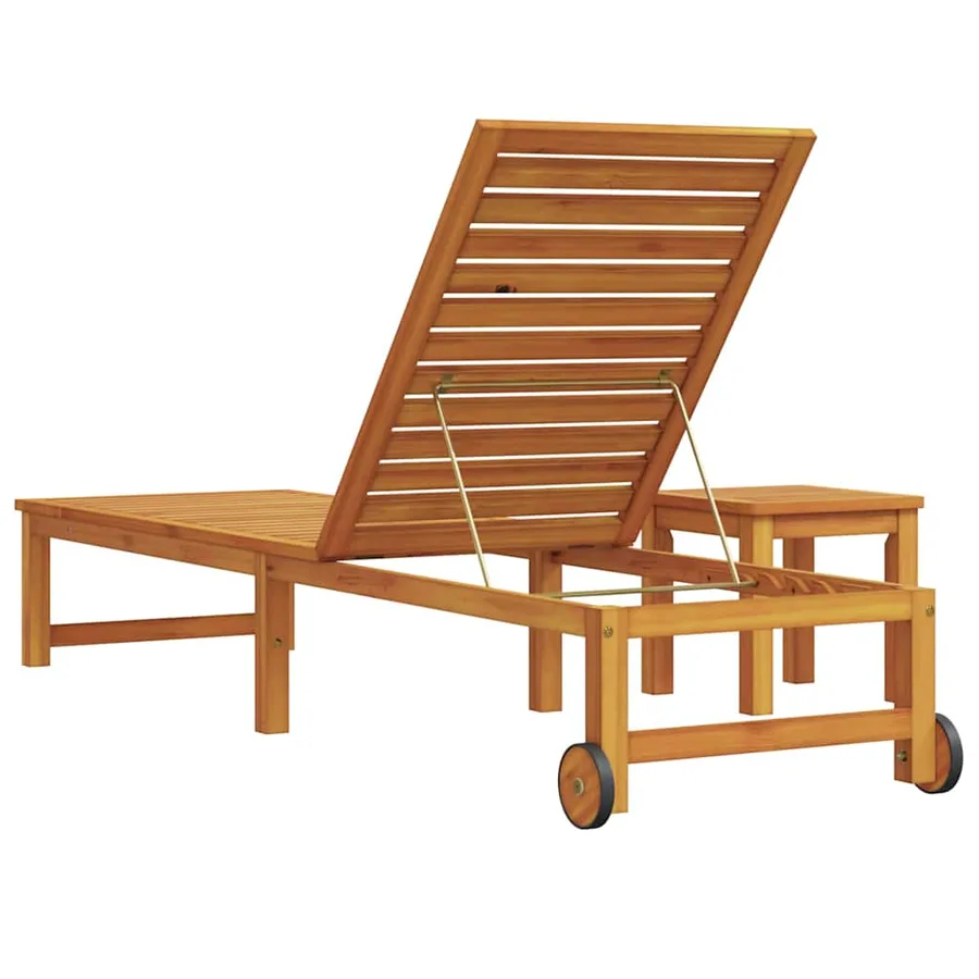 Transat Marron 202 x 53 x 89 cm Bois d'Acacia Massif - 6