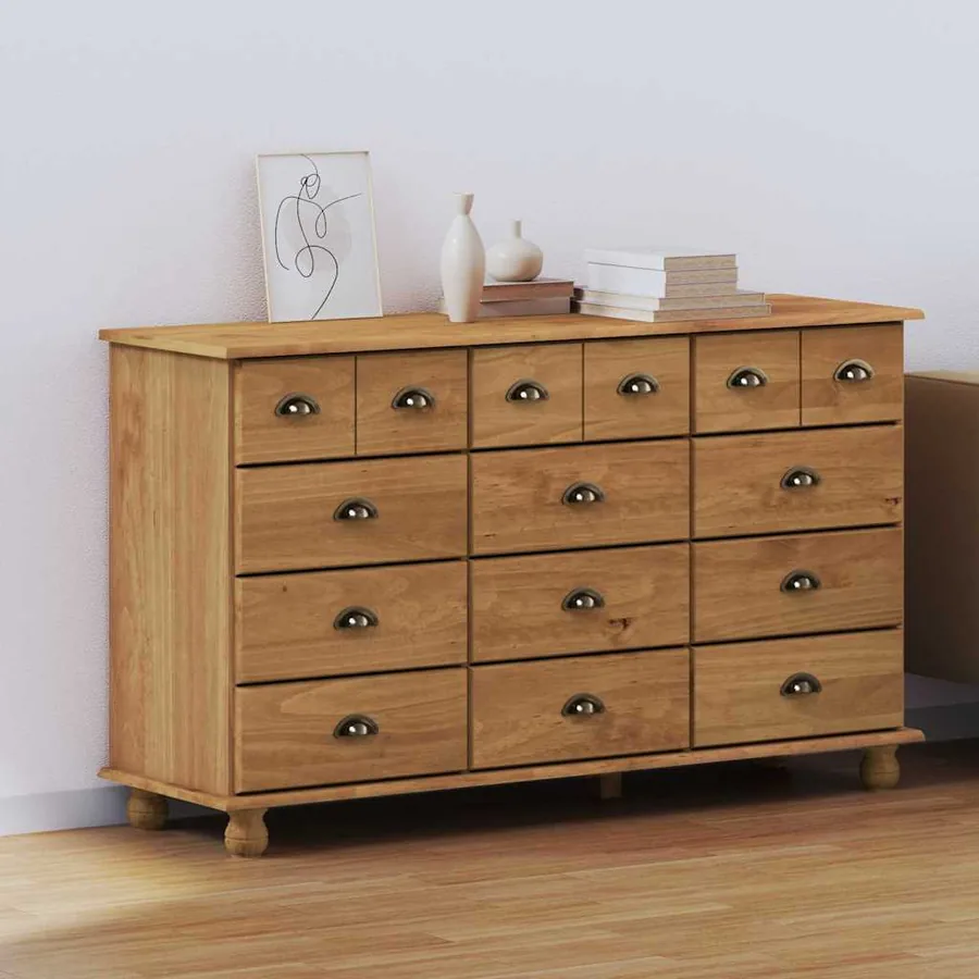 Commode ASKIM Marron 79 x 40 x 133,5 cm Bois de pin massif