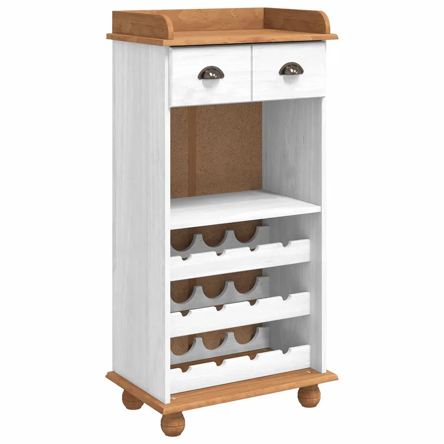 Cabinet à vin ASKIM Blanc avec un dessus en miel