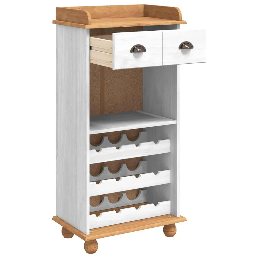 Cabinet à vin ASKIM Blanc avec un dessus en miel - 3