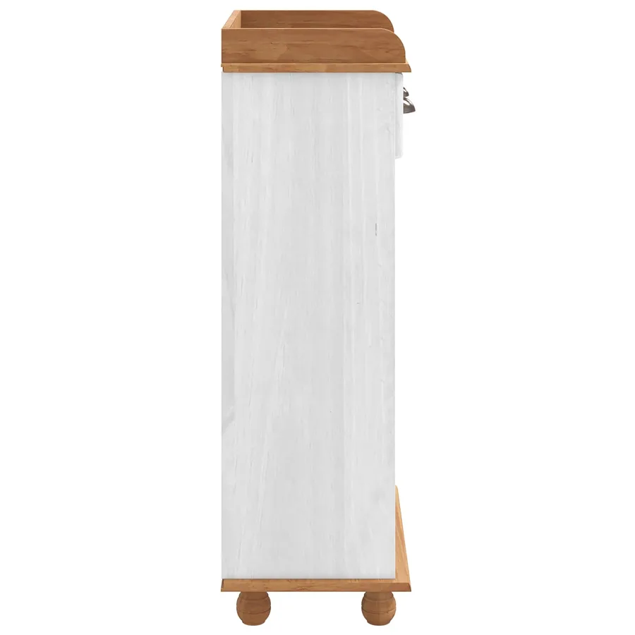Cabinet à vin ASKIM Blanc avec un dessus en miel - 5