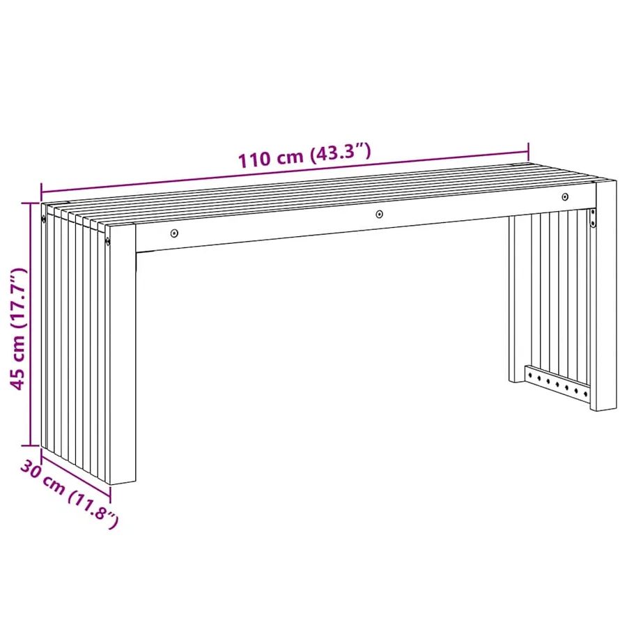 banc Huile Naturelle 110 x 30 x 45 cm Bois de teck massif - 9