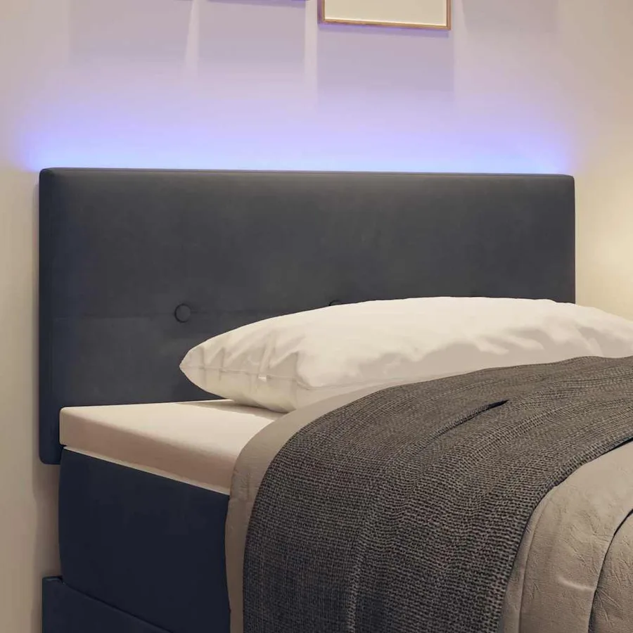 Tête de lit LED avec bandes LED Gris 100 cm Velours - 4