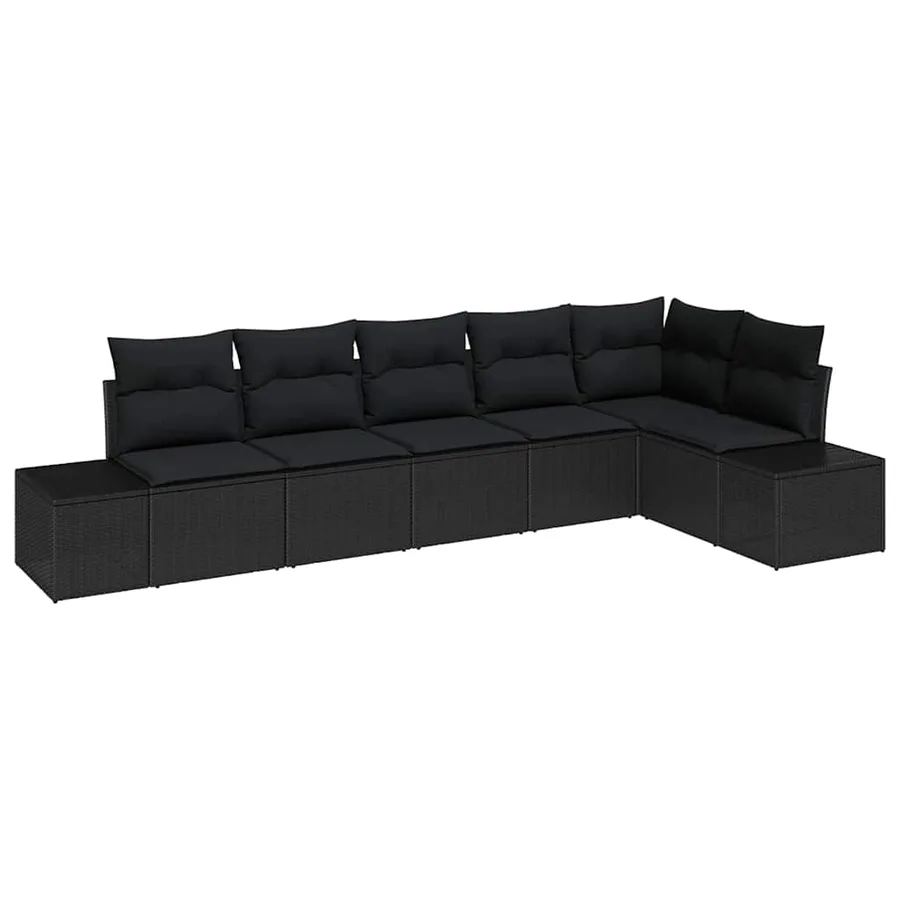 Ensemble de canapé de jardin avec stockage 6 pcs Noir polyrotin - 2