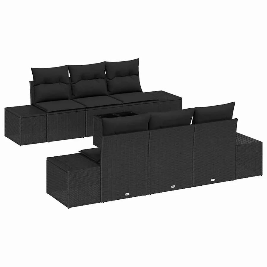 Ensemble de canapé de jardin avec coussin 8 pcs Noir polyrotin - 2