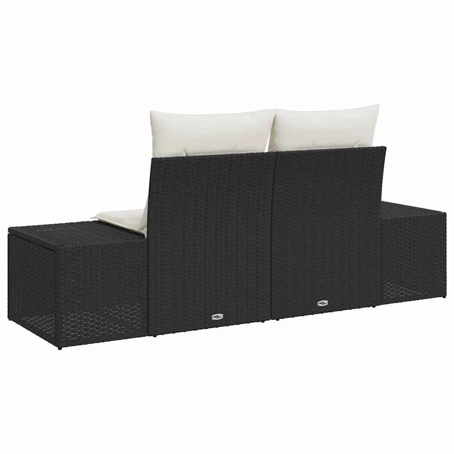 Canapé de jardin avec coussin Noir 184 x 62 x 69 cm polyrotin - 4