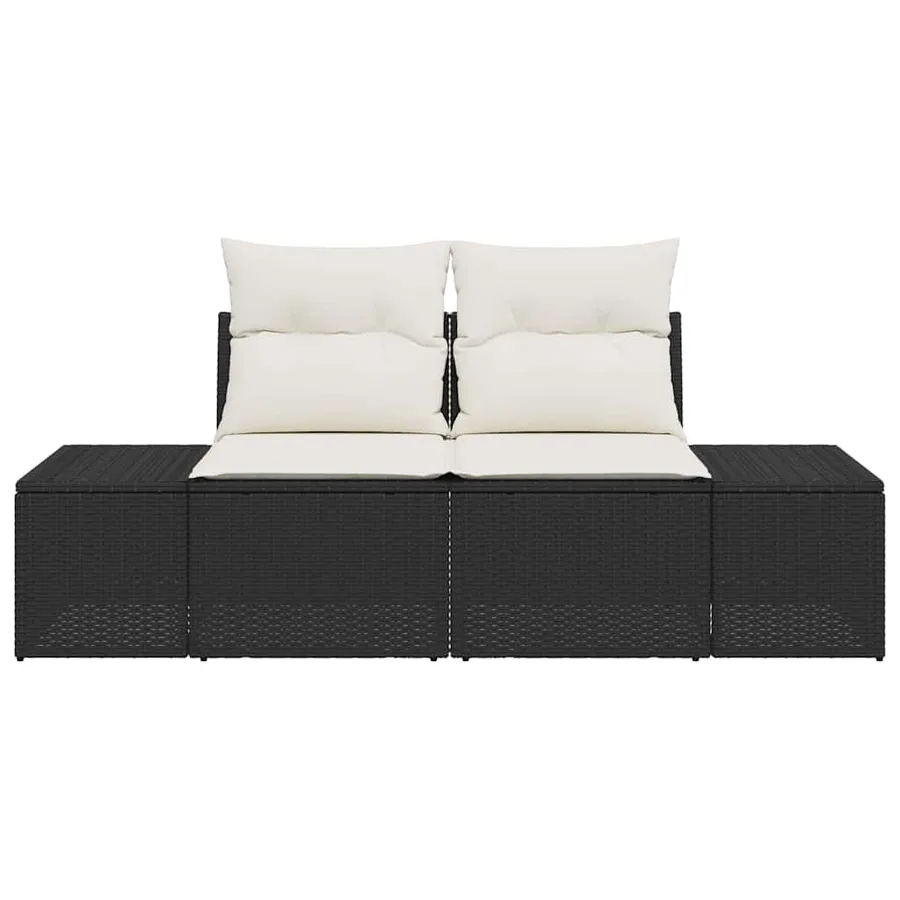 Canapé de jardin avec coussin Noir 184 x 62 x 69 cm polyrotin - 5
