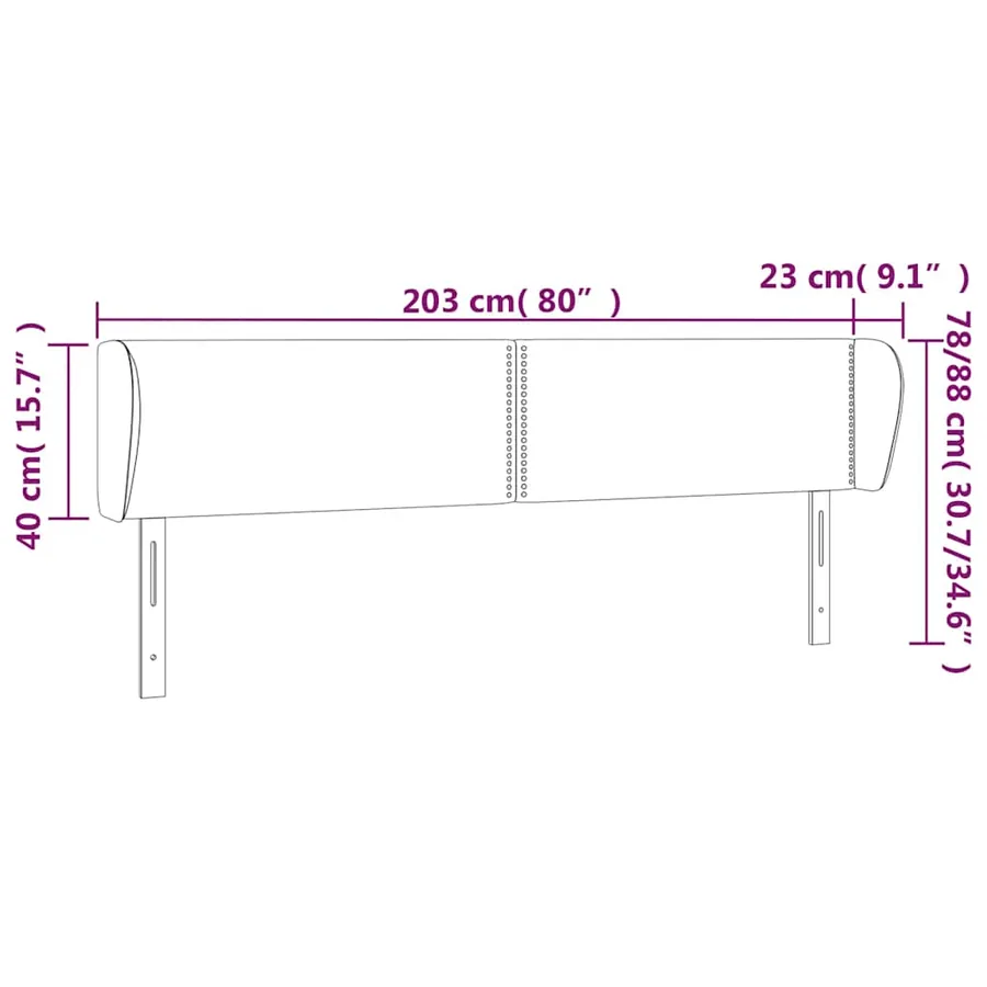 Tête de lit avec oreilles Vert foncé 203x23x78/88 cm Velours - 9