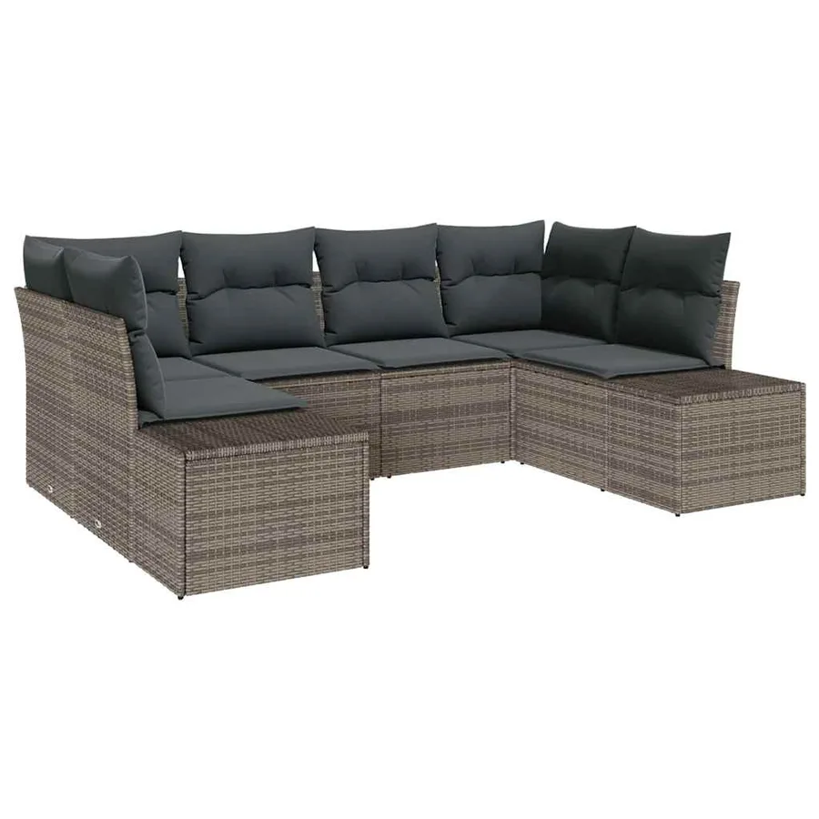 Ensemble de canapé de jardin 6 pcs Gris Poly rotin - 2