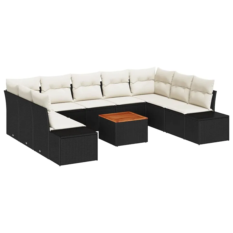 Ensemble de canapé de jardin avec stockage 10 pcs Noir et blanc - 2