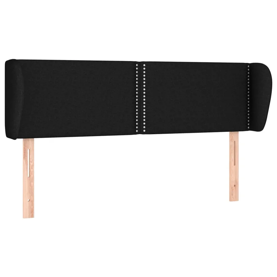 Tête de lit avec oreilles Noir 147x23x78/88 cm Tissu - 2
