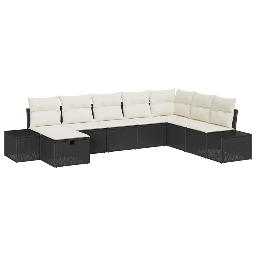 Ensemble de canapé de jardin 8 pcs Noir Poly rotin - 2