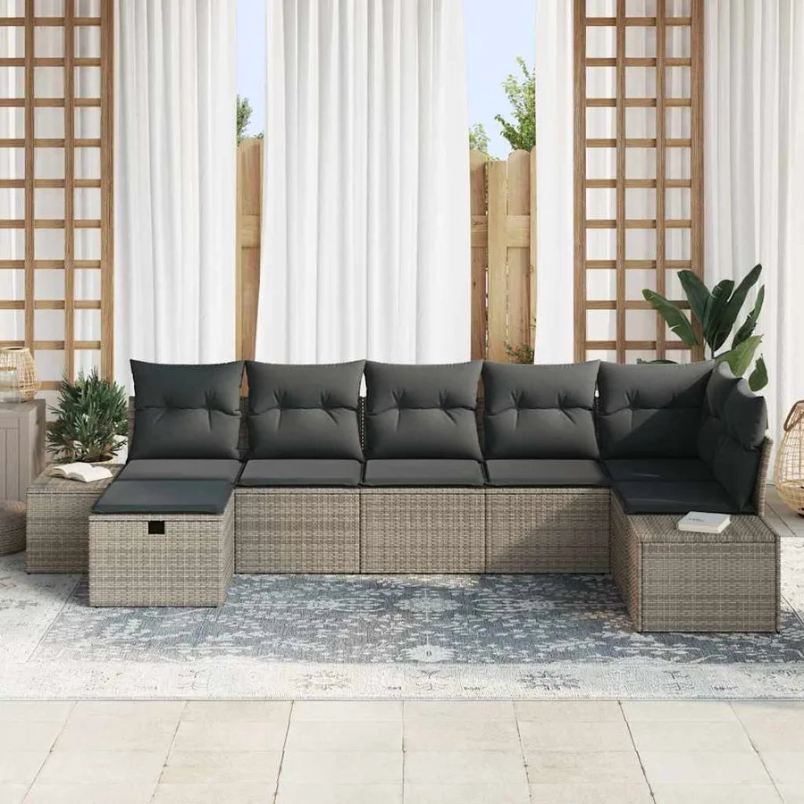 Ensemble de Canapés avec coussin 7 pcs polyrotin - 3