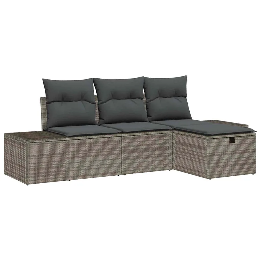 Ensemble de Canapés avec coussin 4 pcs polyrotin - 2