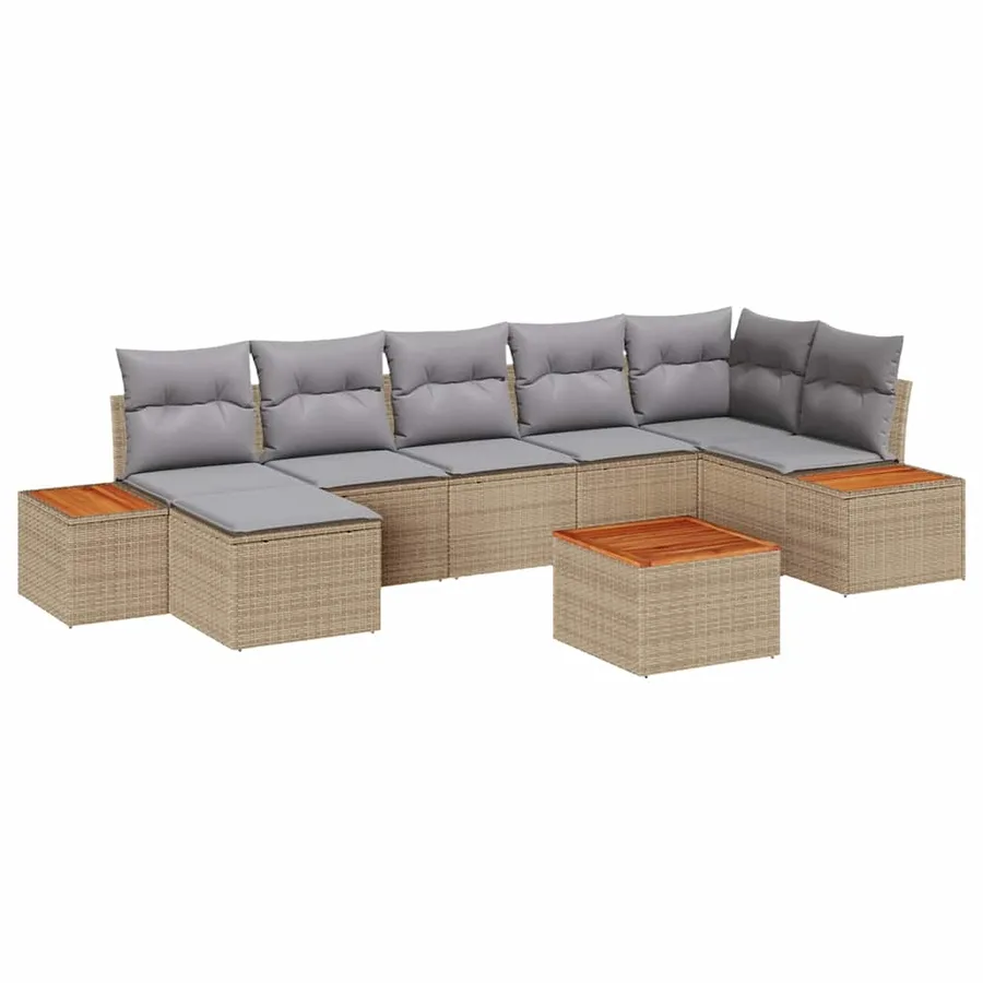 Ensemble de canapé de jardin 8 pcs Beige Poly rotin - 2