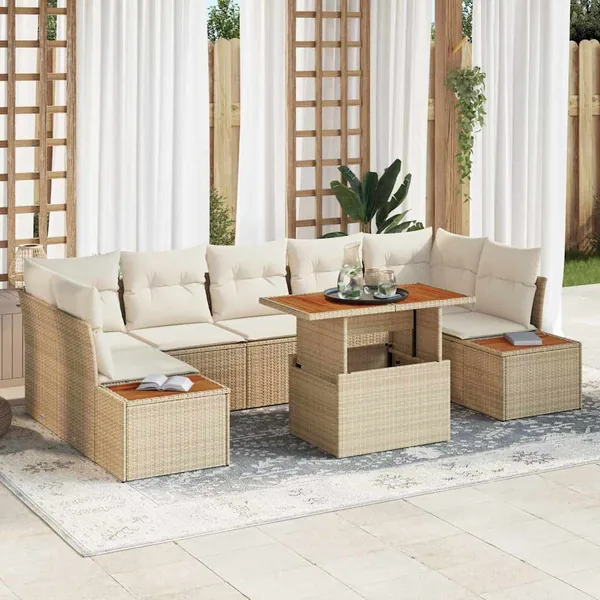 Ensemble de canapé de jardin 8 pc Beige et crème