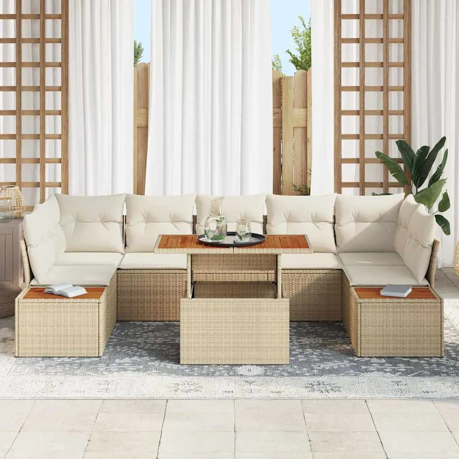 Ensemble de canapé de jardin 8 pc Beige et crème - 3