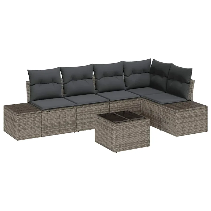 Ensemble de canapé de jardin avec stockage Gris clair polyrotin - 2