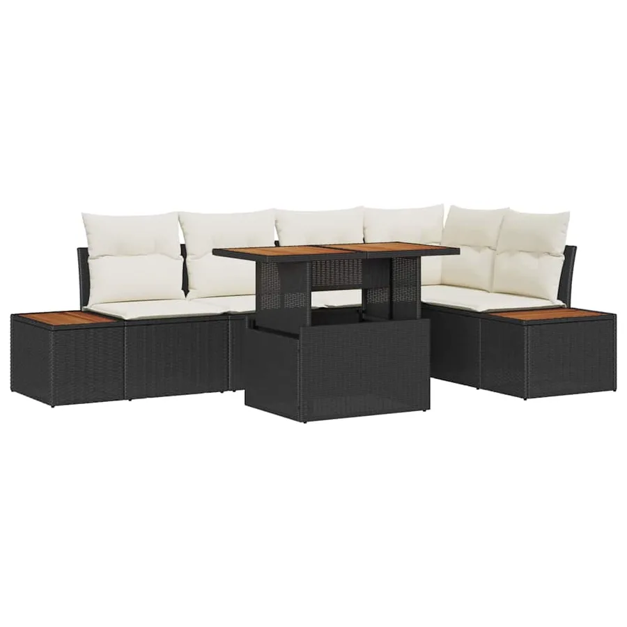Ensemble de canapé de jardin 6 pc Noir et Beige - 2