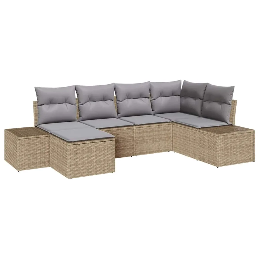 Ensemble de canapé de jardin 6 pcs Beige et Gris clair - 2