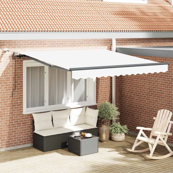 Auvent rétractable Blanc 350 x 250 cm Polyester