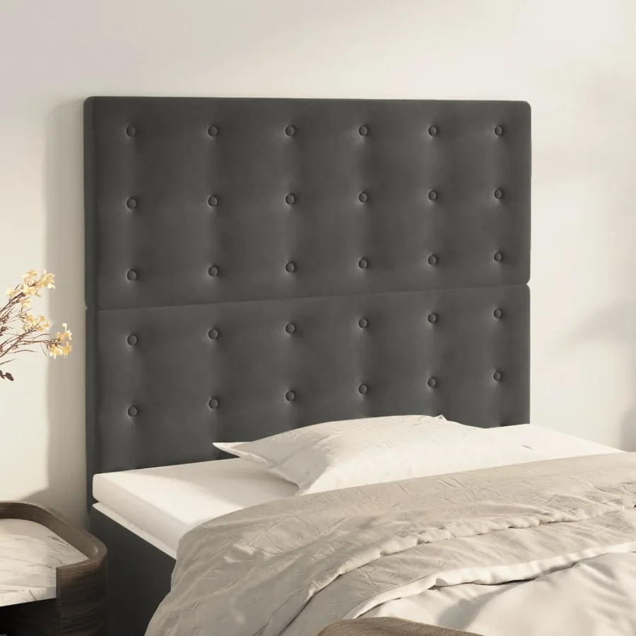 Tête de lit Gris foncé 100x5x118/128 cm Velours