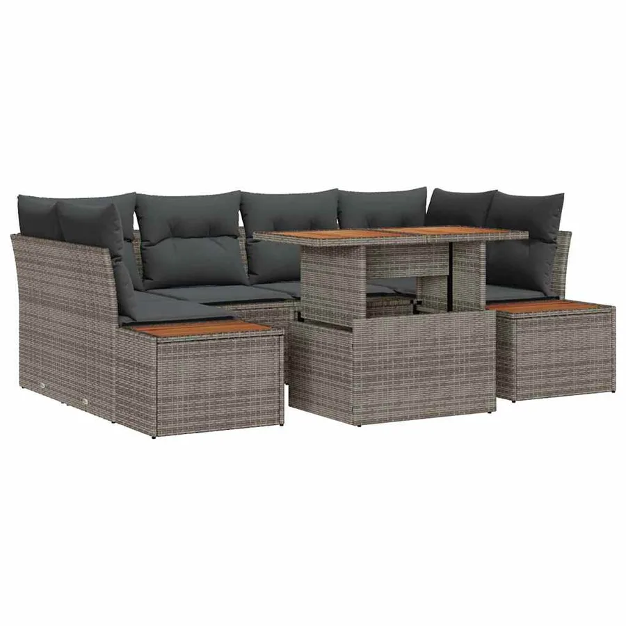 Ensemble de canapé de jardin 9 pc Gris et marron - 2