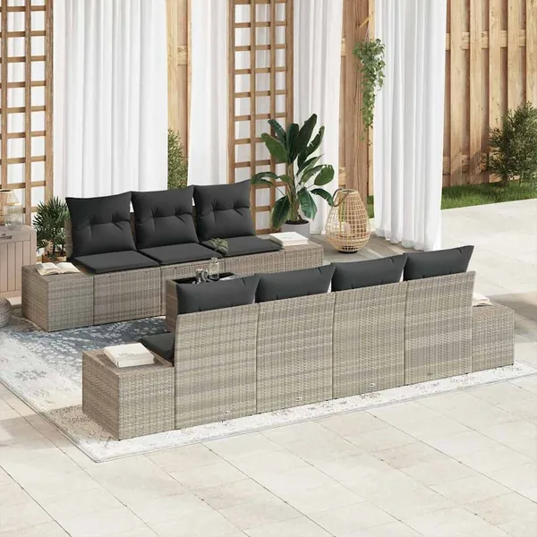 Ensemble de canapé de jardin 8 pcs Gris clair et gris foncé