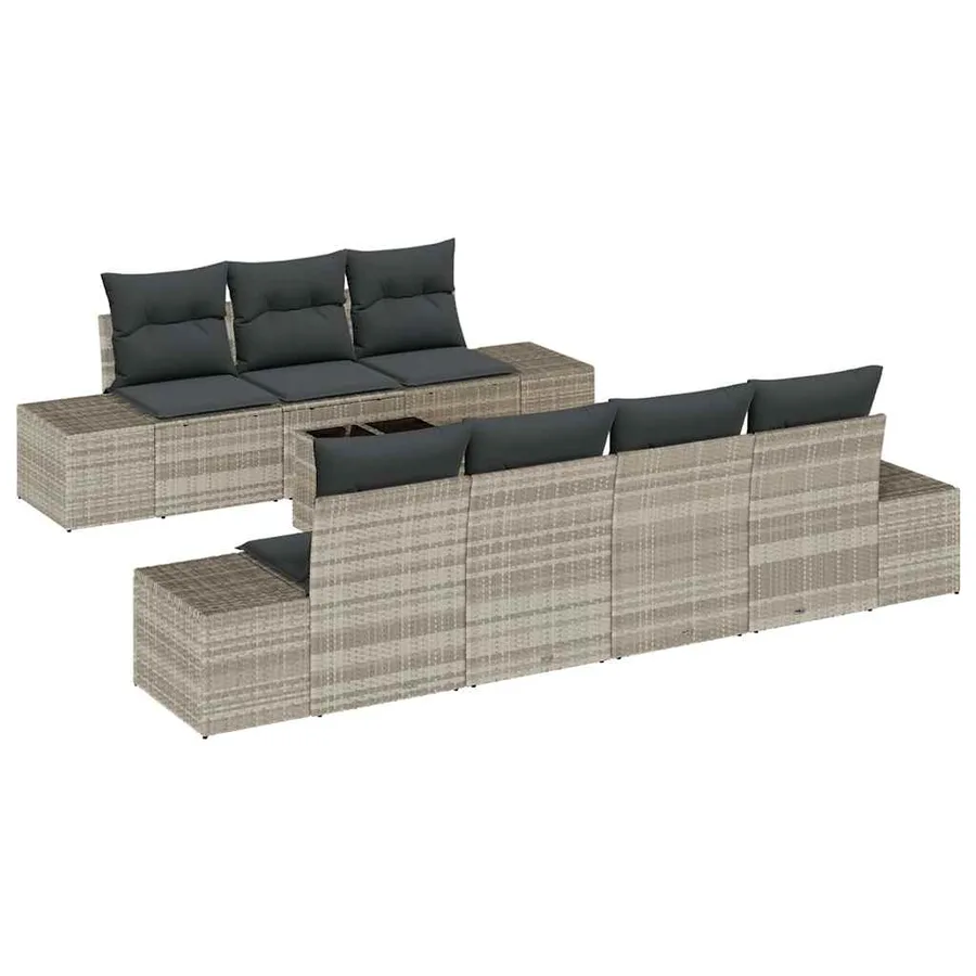 Ensemble de canapé de jardin 8 pcs Gris clair et gris foncé - 2