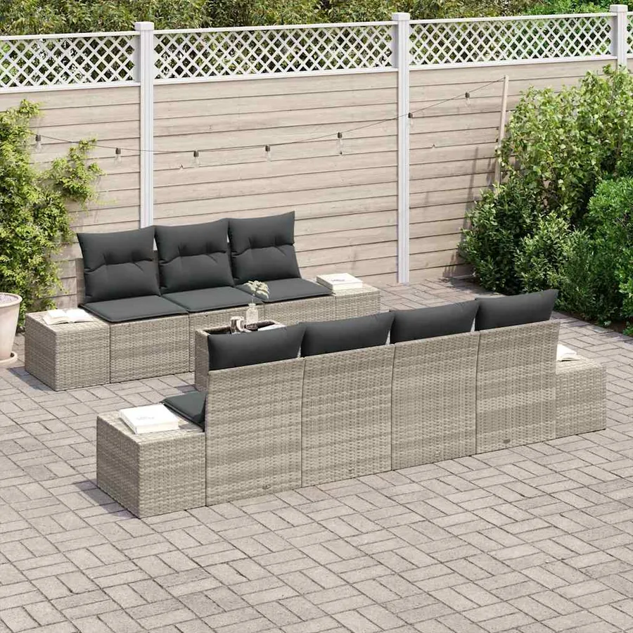 Ensemble de canapé de jardin 8 pcs Gris clair et gris foncé - 3