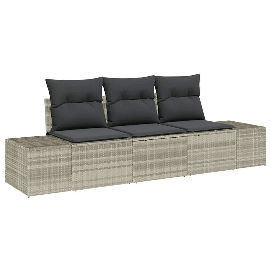 Ensemble de canapé de jardin 3 pcs Gris clair polyrotin - 2