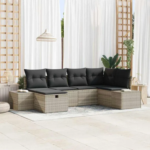Ensemble de Canapés avec coussin 7 pcs polyrotin