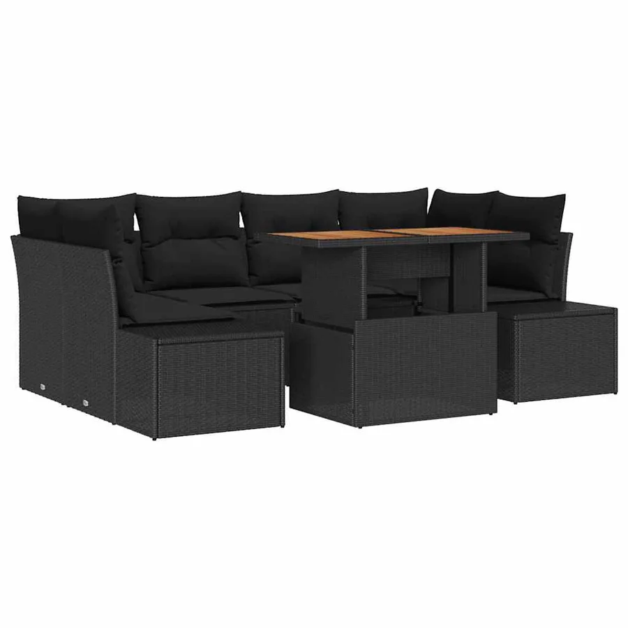 Ensemble de canapé de jardin 7 pc Noir et Marron - 2