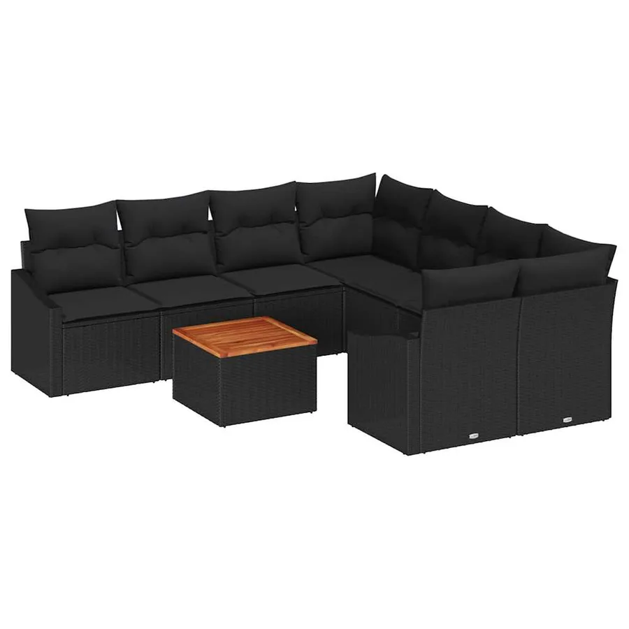 Ensemble de canapé de jardin avec stockage 9 pcs Noir polyrotin - 2