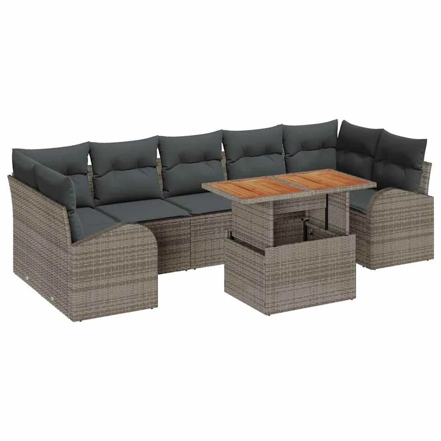 Ensemble de canapé de jardin avec coussin 8 pcs Gris - 2