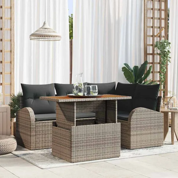 Ensemble de canapé de jardin avec coussin 5 pcs Gris