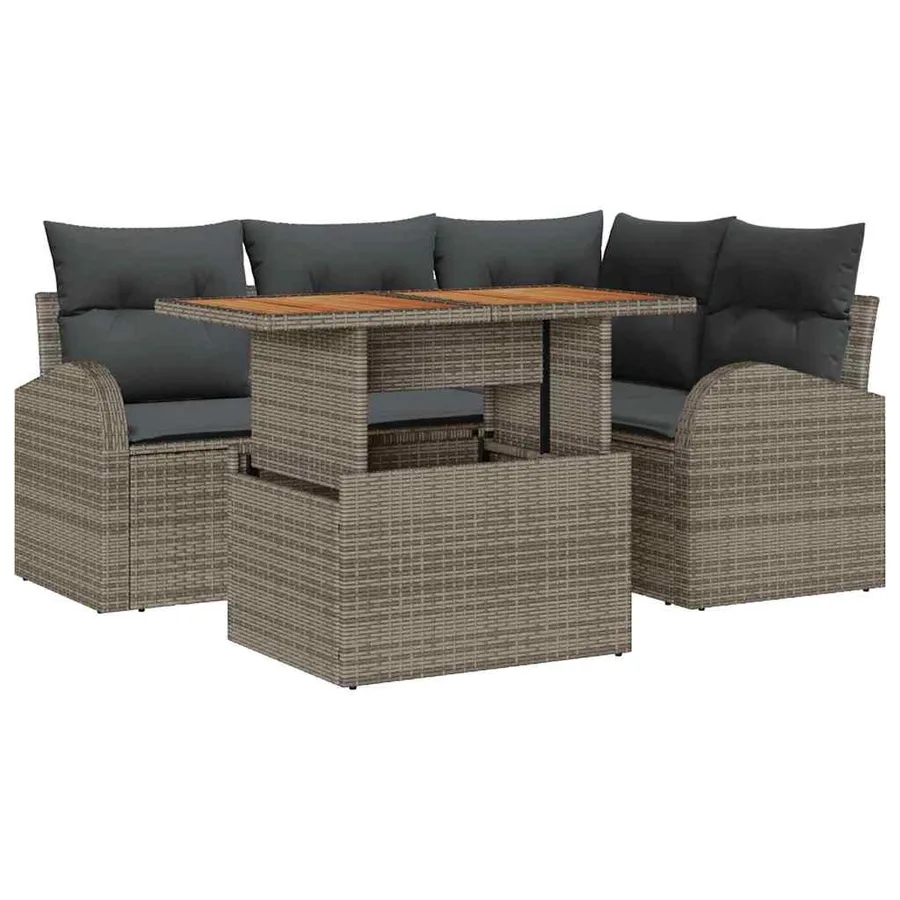 Ensemble de canapé de jardin avec coussin 5 pcs Gris - 2