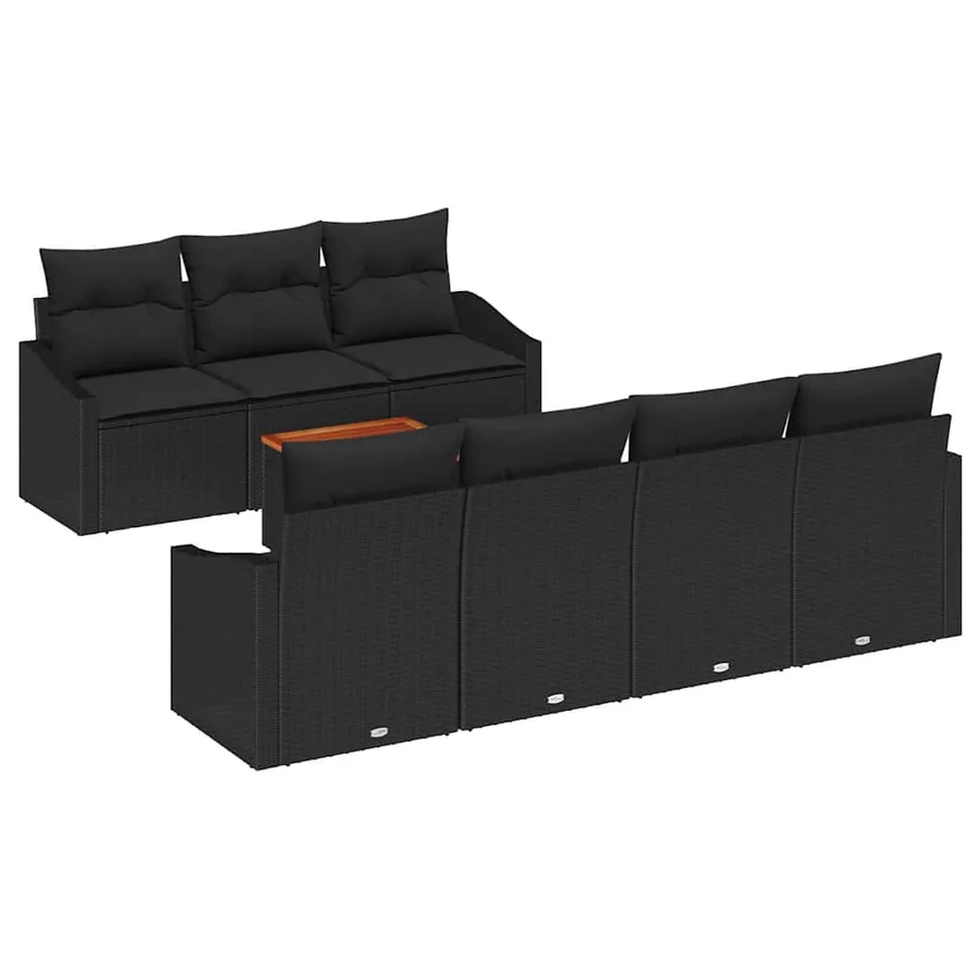Ensemble de canapé de jardin avec stockage 8 pcs Noir polyrotin - 2