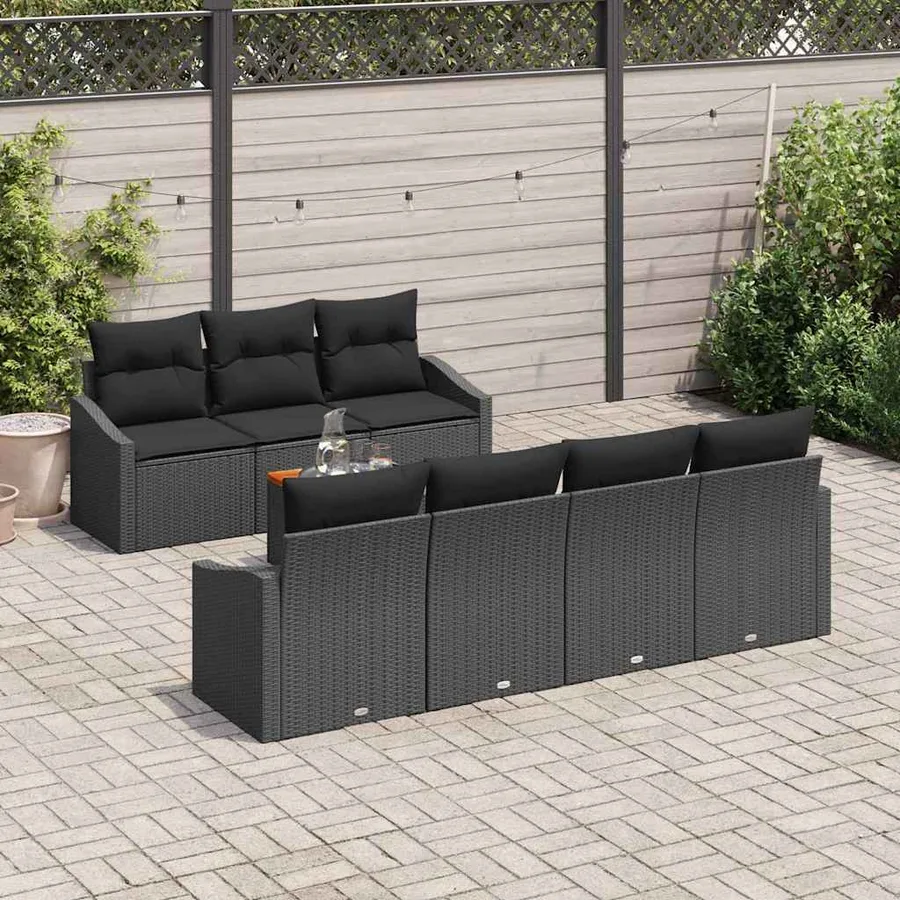 Ensemble de canapé de jardin avec stockage 8 pcs Noir polyrotin - 3