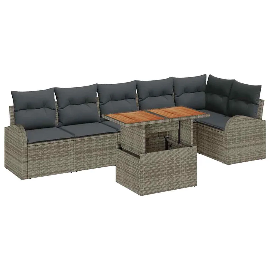 Ensemble de canapé de jardin avec coussin 7 pcs Gris - 2