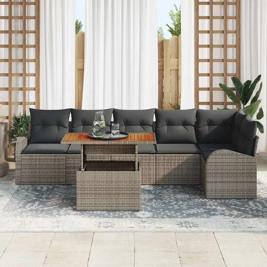 Ensemble de canapé de jardin avec coussin 7 pcs Gris - 3
