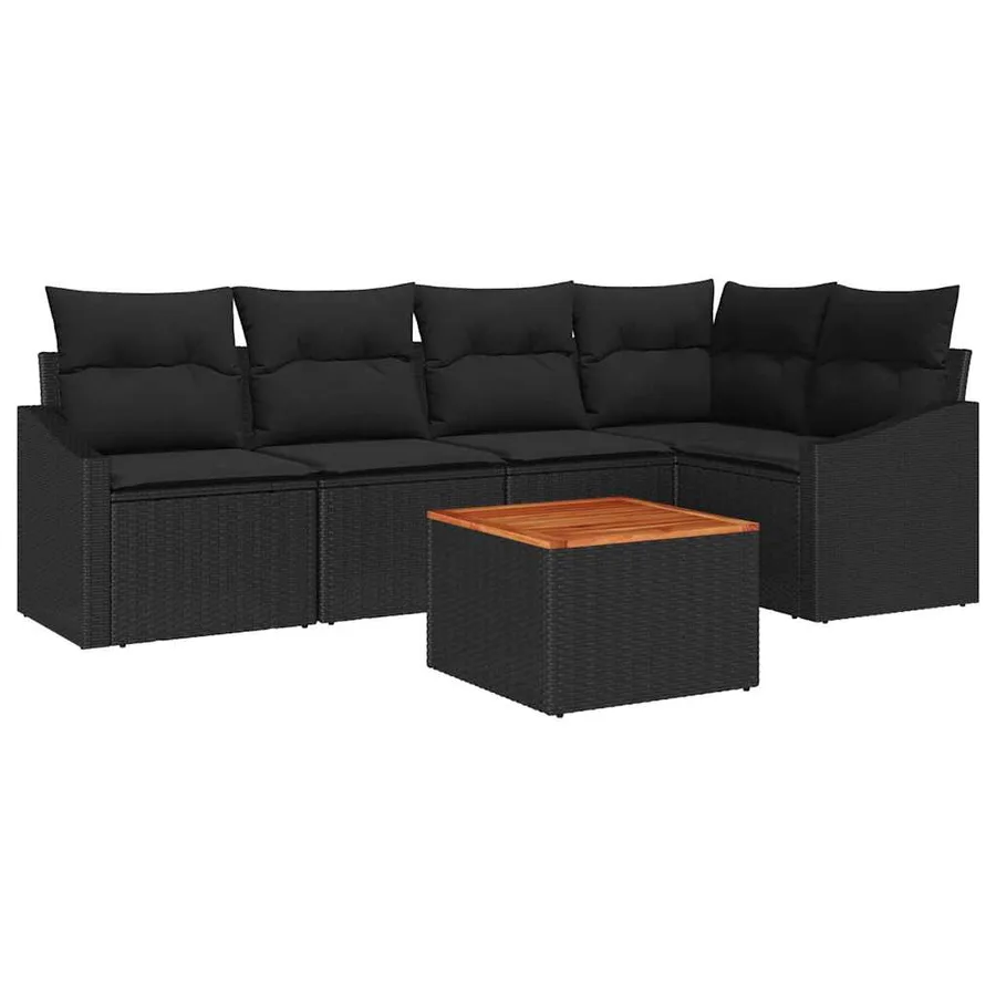 Ensemble de canapé de jardin avec stockage 6 pcs Noir polyrotin - 2